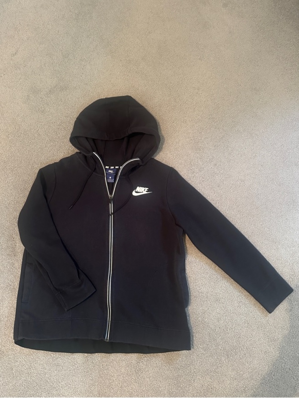 Nike Black Hoodie with White Swoosh Zip